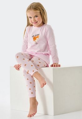 Schiesser Pyjama "Natural Love" (2 tlg) vorn mit süßem Teddy-Motiv samt schraffiertem Herz