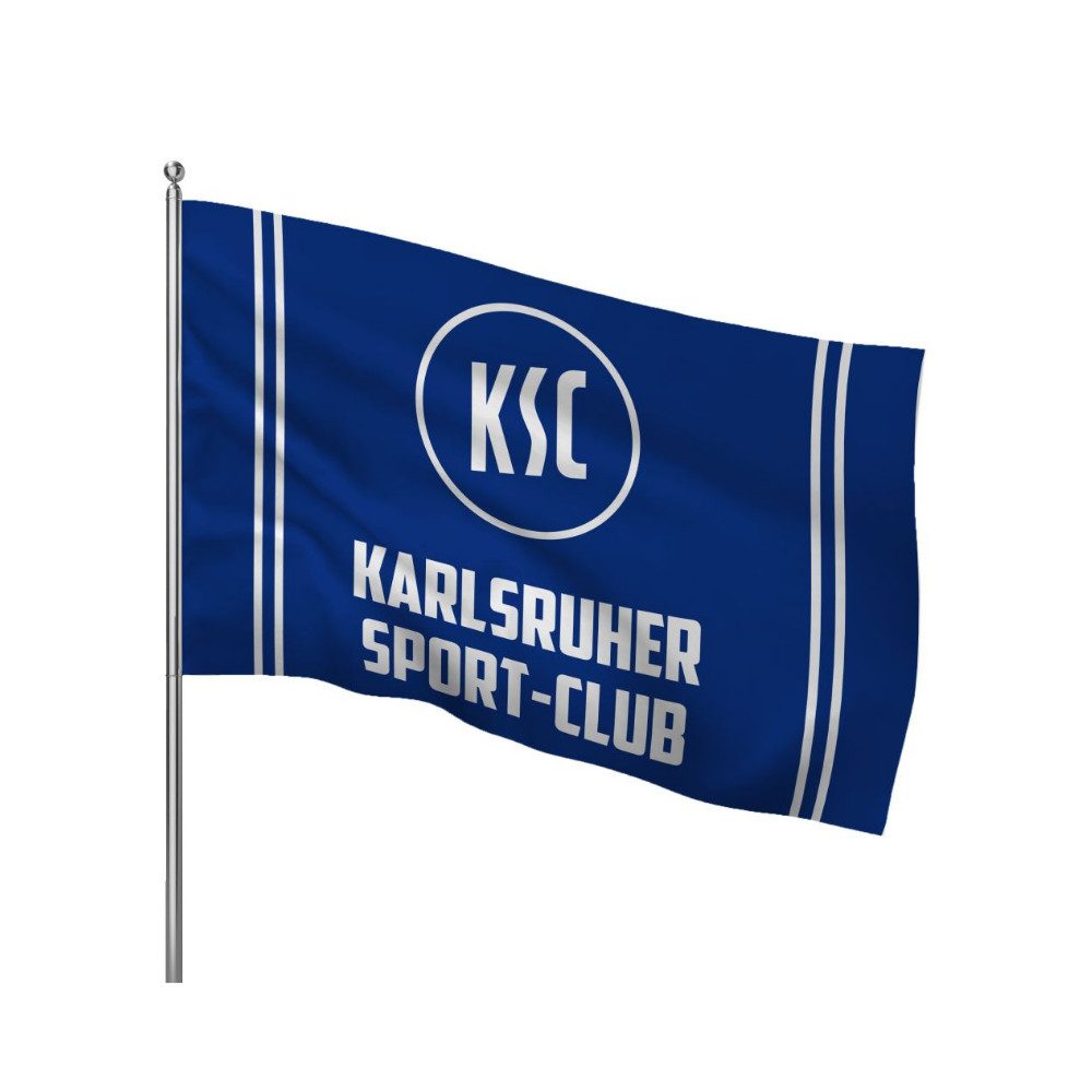 Karlsruher SC Fahne KSC Fahne Logo Streifen mit Schlaufe
