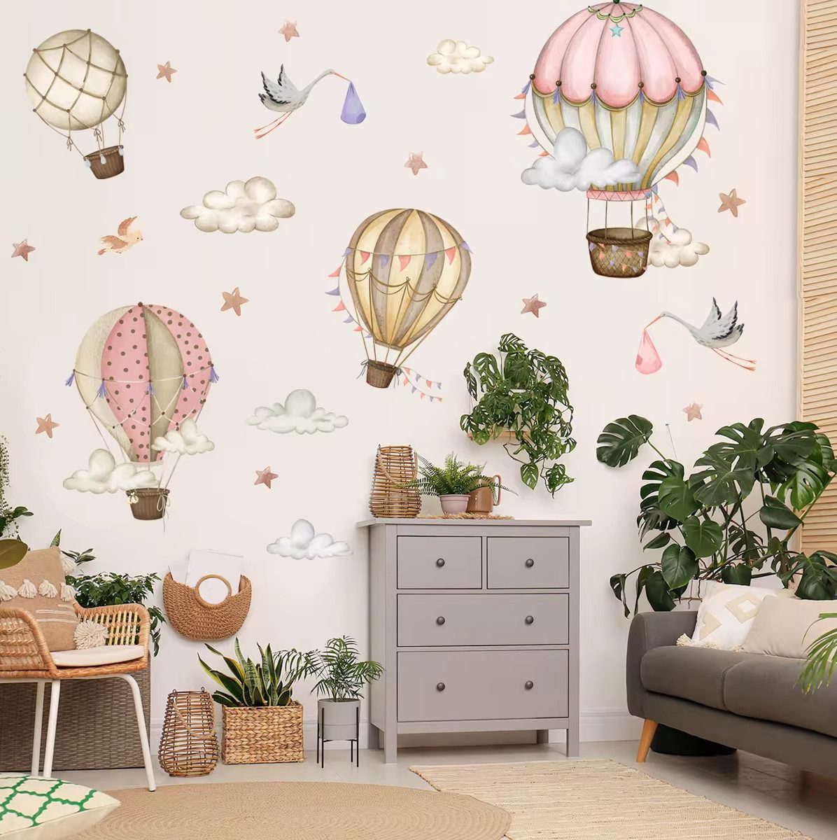 Montegoni Wandtattoo Tiere Heißluftballon Wolken Wandaufkleber günstig online kaufen