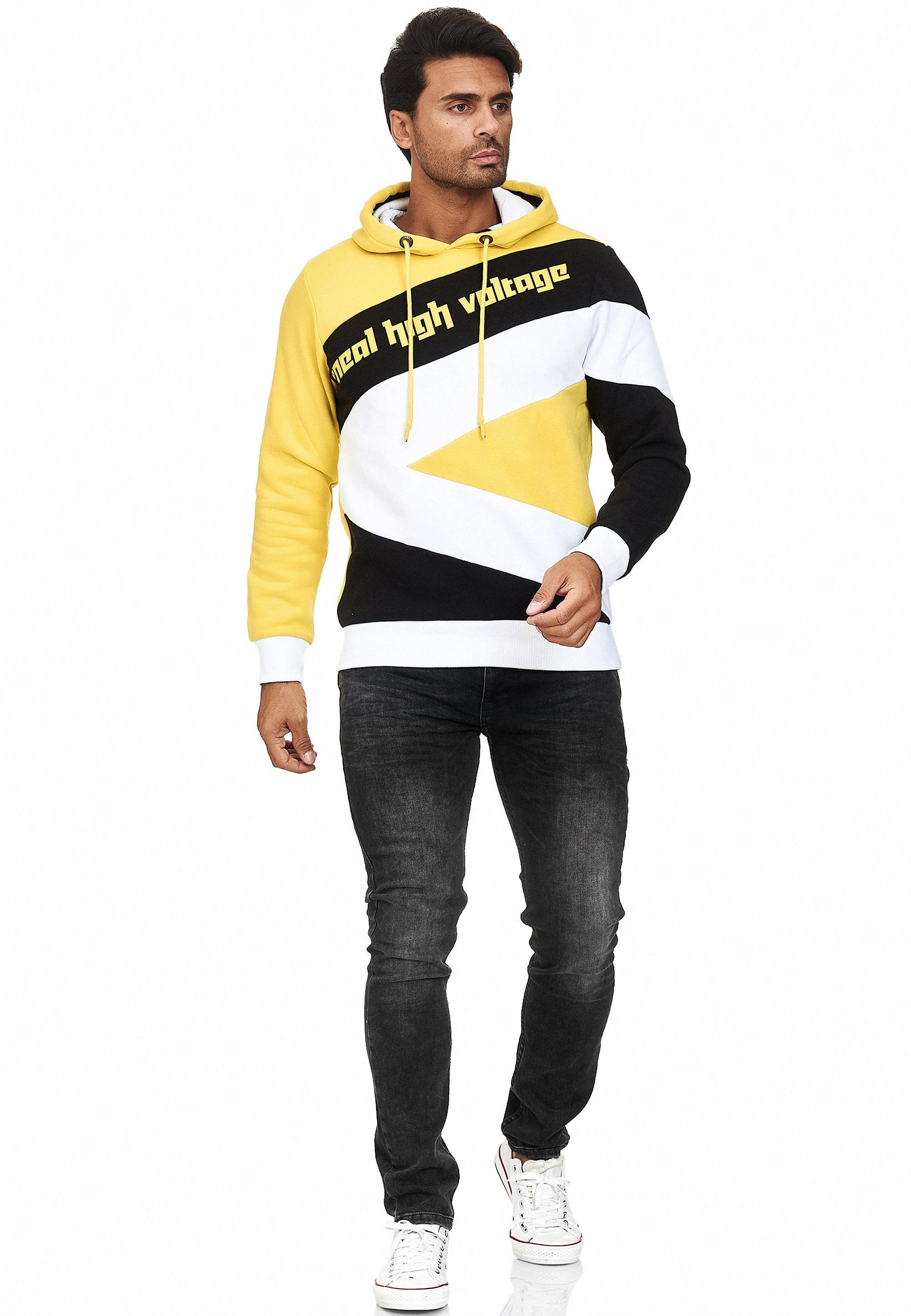 Rusty Neal Kapuzensweatshirt in sportlichem Design gelb-schwarz