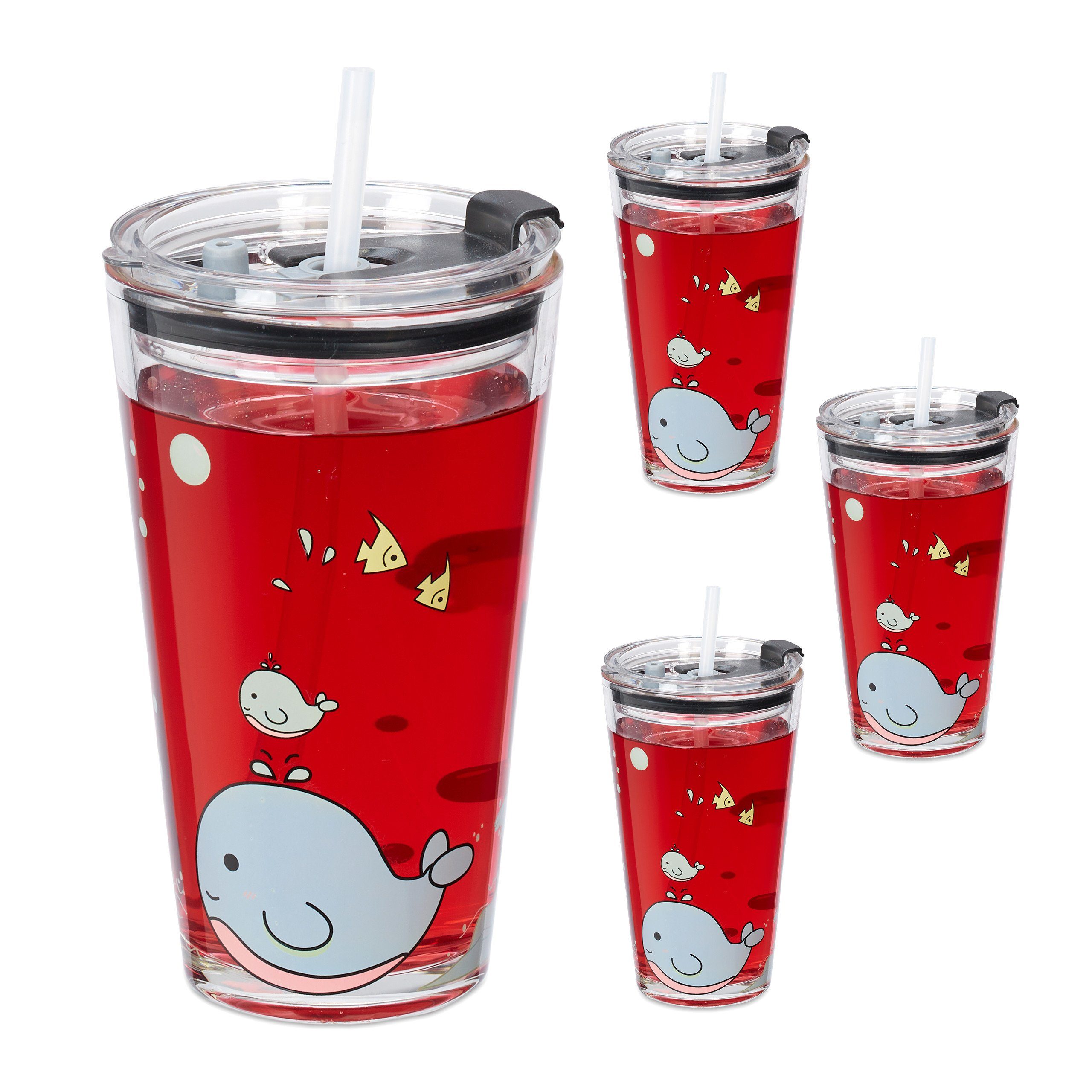 Kinderbecher 4er Set Kindergläser mit Walmotiv