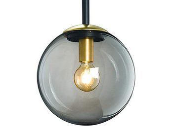 meineWunschleuchte LED Pendelleuchte, Dimmfunktion, LED wechselbar, Warmweiß, kleine Design Rauchglas Glas-kugel für über-n Esstisch hängend, Ø 25cm