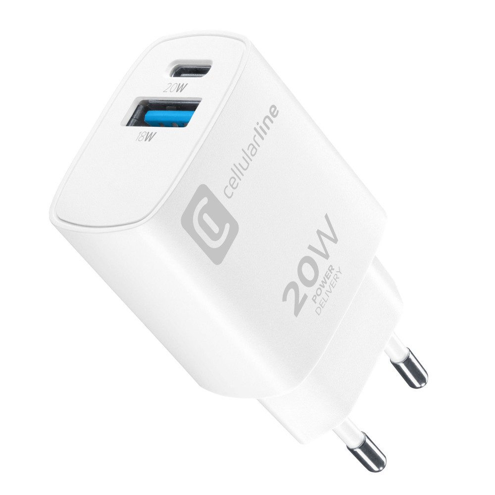 Dual Port Travel Charger Apple PD 20W White (60785) Ladegerät (USB-A USB-Ladegerät