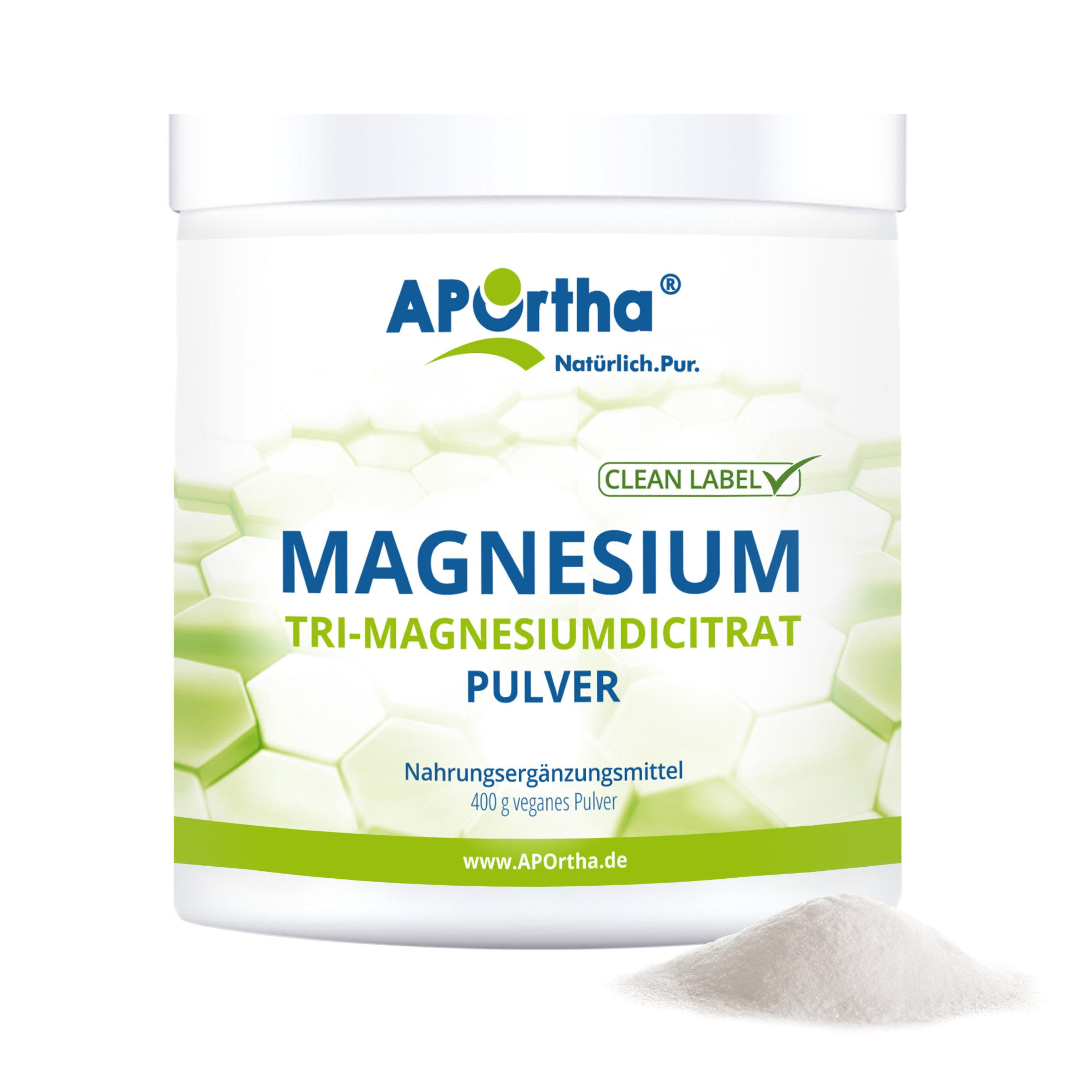 APOrtha Tri-Magnesiumdicitrat - Magnesium-Citrat - veganes Pulver, 400 g