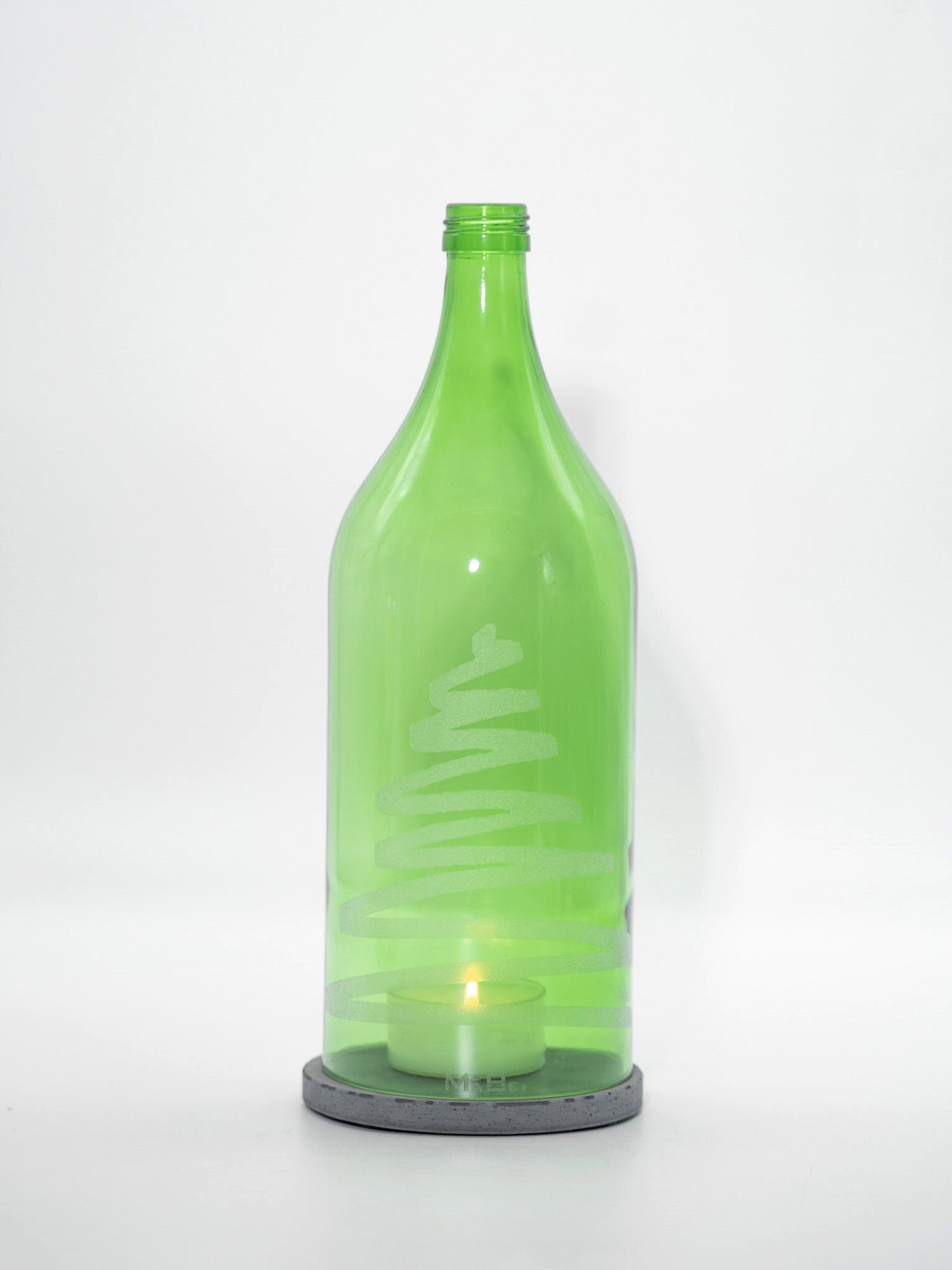 2 Dekoobjekt Windlicht schwarzer Gravur MaBe® Tannenbaum Untersetzer l Flasche grün,