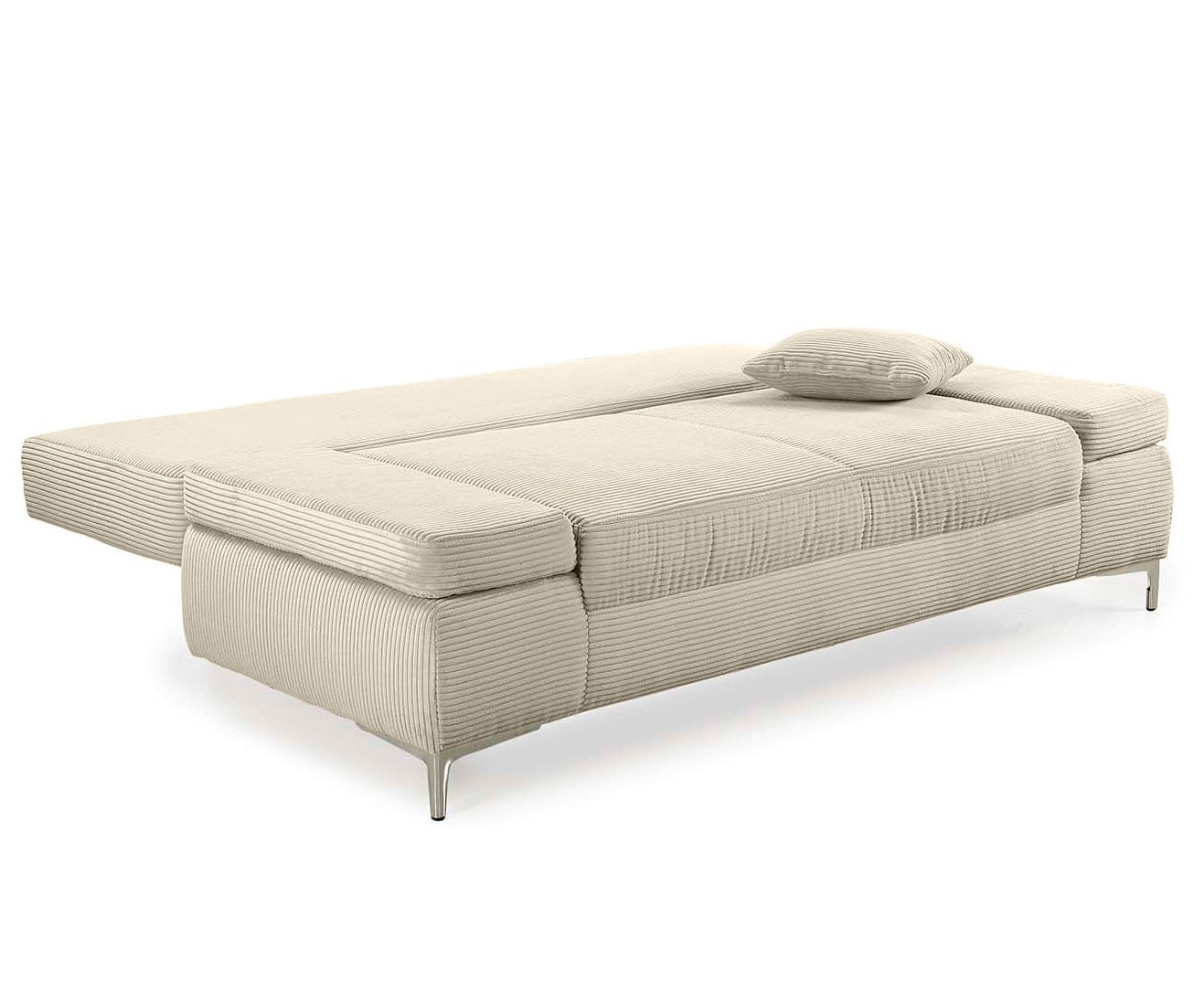 luma-home Schlafsofa 15203, mit Bettfunktion B202/T103/H89 cm, Liegefläche 144x198 cm, Federkern, Bettkasten, Armlehnen verstellbar, Cord Beige Grau