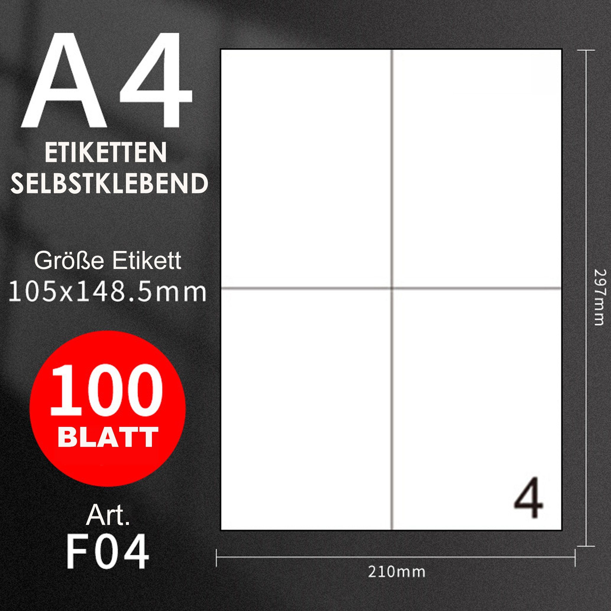 GOLDEN Etiketten GOLDEN 100 Blatt, Etiketten Selbstklebend Bedruckbar Aufkleber A4