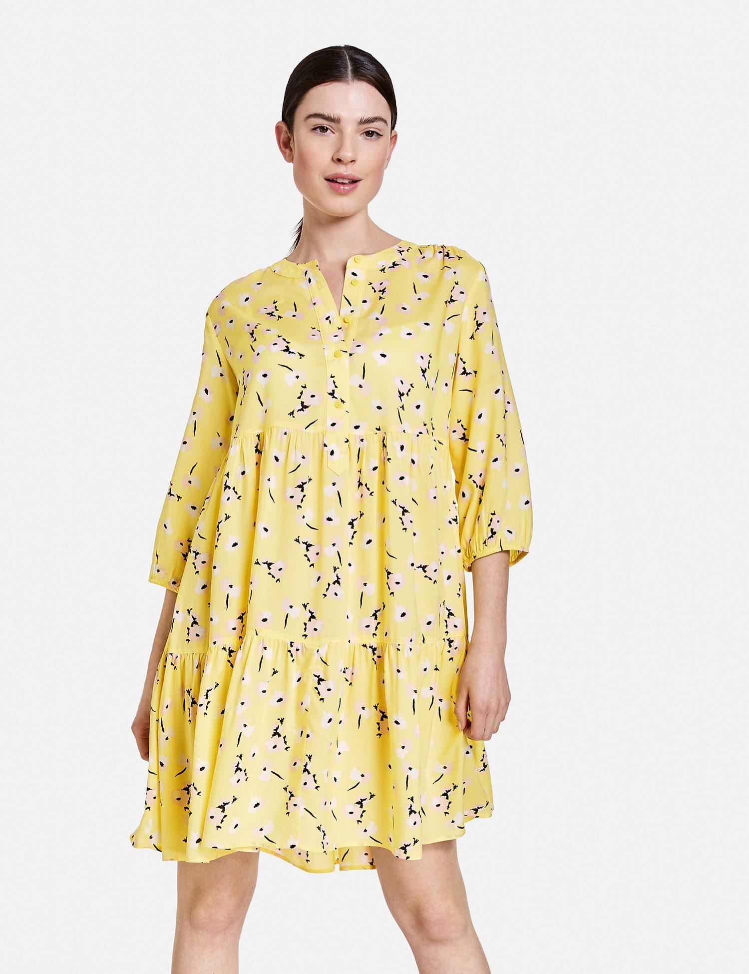 Taifun Minikleid A-Linien-Kleid mit Gänseblümchen EcoVero Sunflower gemustert