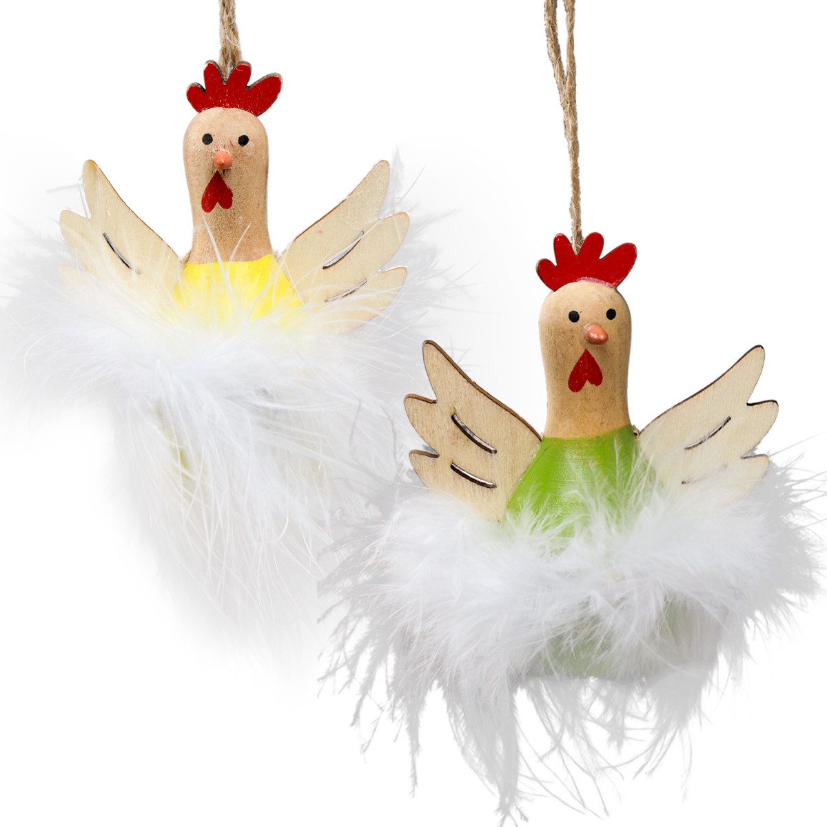 Florists Products Osterhase Deko Hühner Osterdeko Holz Hängedeko 8cm 6er Set Frühlingsdeko, 6 Stü