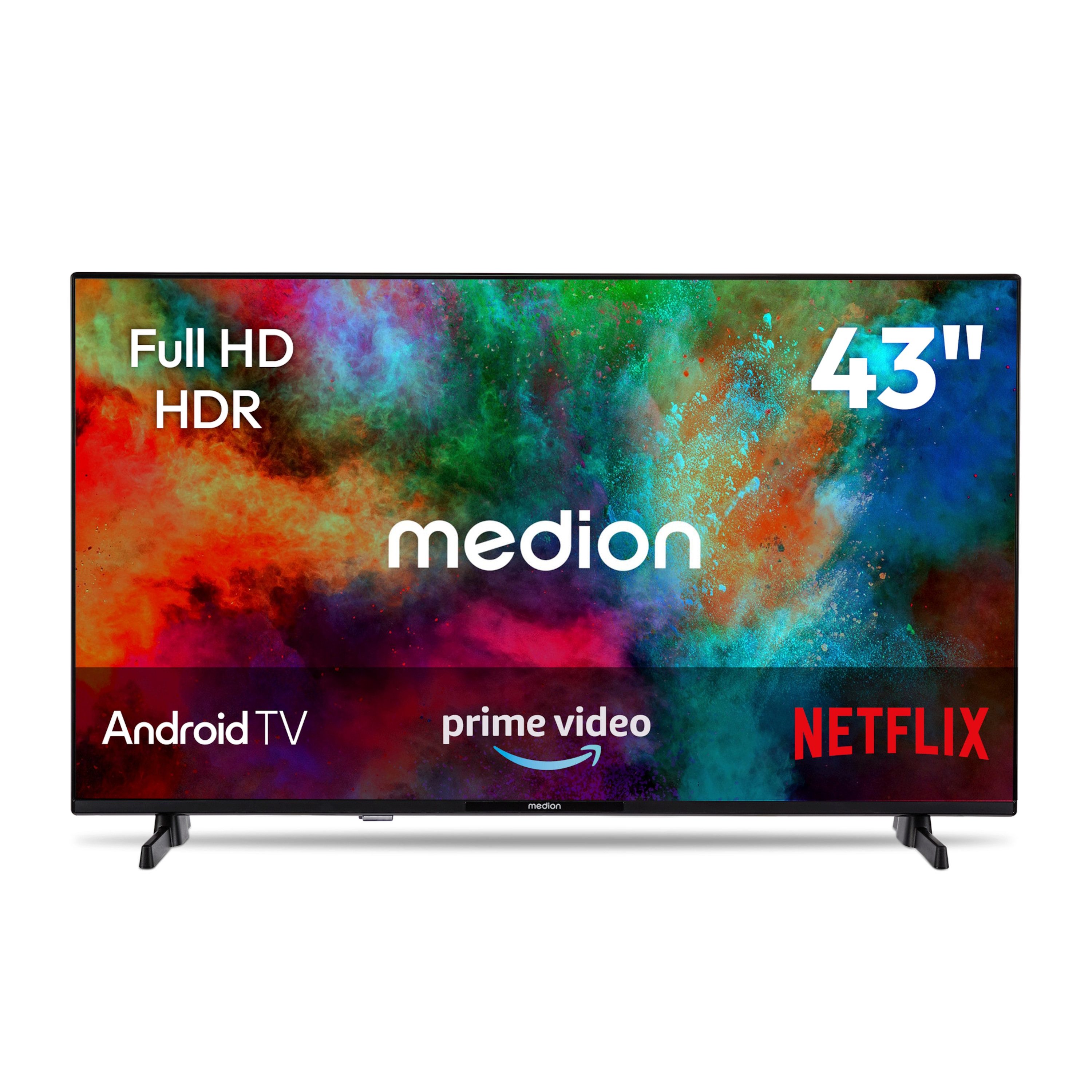 Medion® MD843100 LCD-LED Fernseher (108 cm/43 Zoll, 1080p Full HD, Android TV, HDR10, DTS HD, Virtual X, Playstore, Netflix, HBO Max, Prime Video)