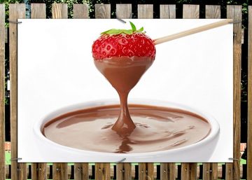 Wallario Sichtschutzzaunmatten Schoko-fondue mit Erdbeer am Stiel