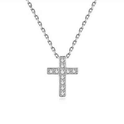 KARMA Silberkette Halskette Damen mit Kreuz Anhänger Silber 925, Damenkette Kette Schmuck Kristalle Geschenk