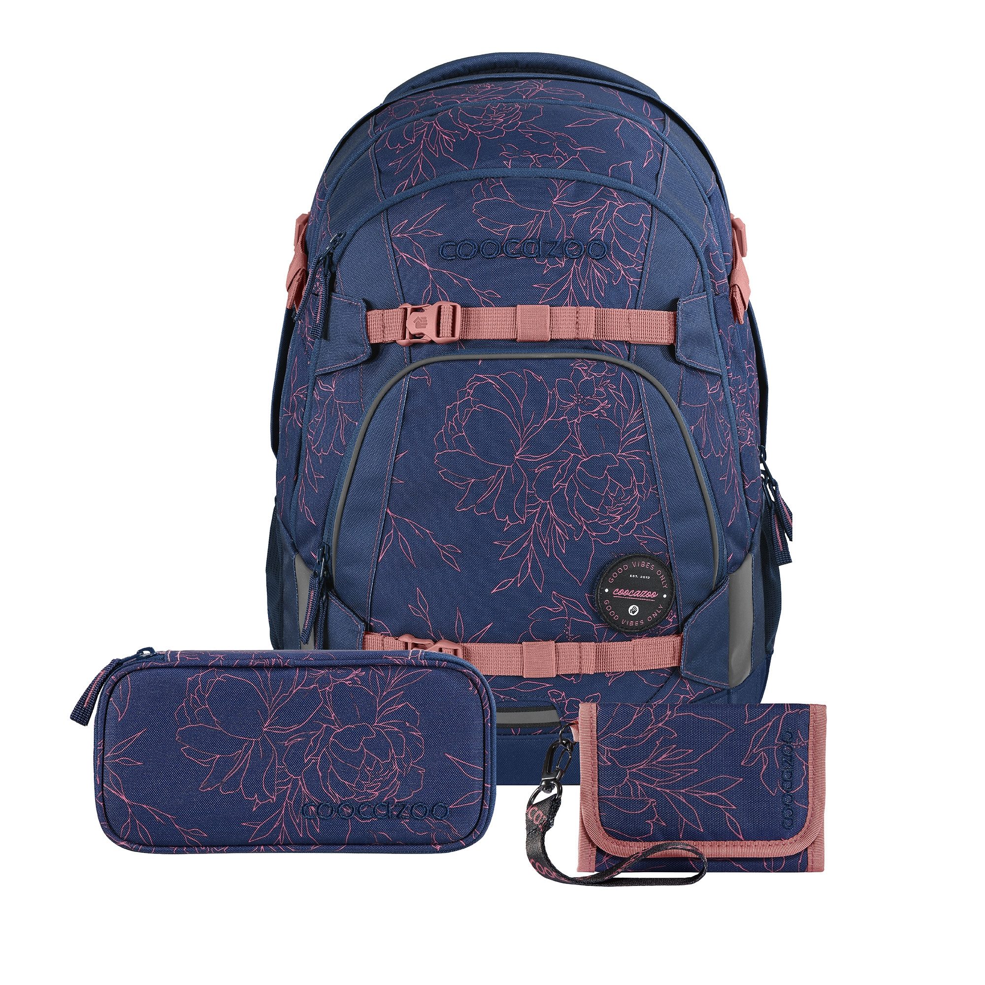 coocazoo Schulranzen Schulrucksack-Set MATE, Mäppchen Geldbörse (3-tlg)