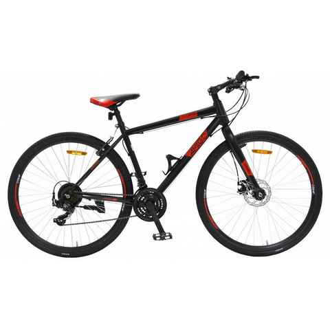 T&Y Trade Mountainbike 28 Zoll Herren Jungen Mädchen Jugend MTB Fahrrad Mountainbike Jugendfahrrad Herrenrad 21 Gang Shimano Bike Rad Scheibenbremse Disk Unisex Control 406686 Schwarz Rot, 21 Gang Shimano, Kettenschaltung, Scheibenbremse, 21 Gang