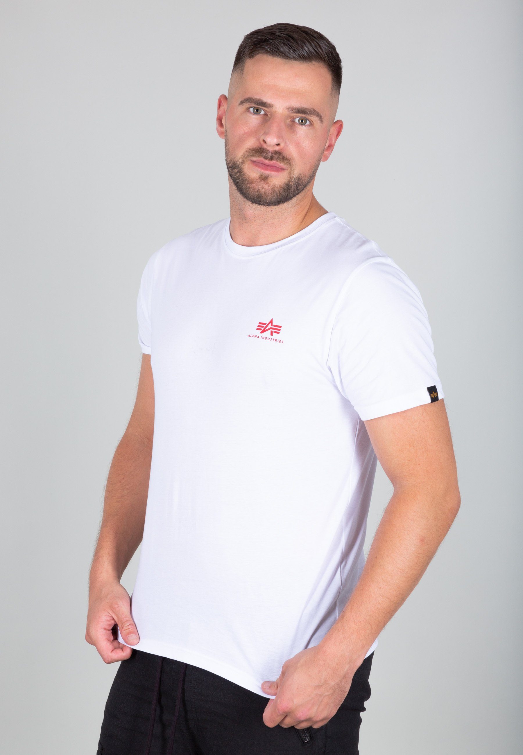 Alpha Industries T-Shirt Alpha Backprint Men - T-Shirts Industries white/red T