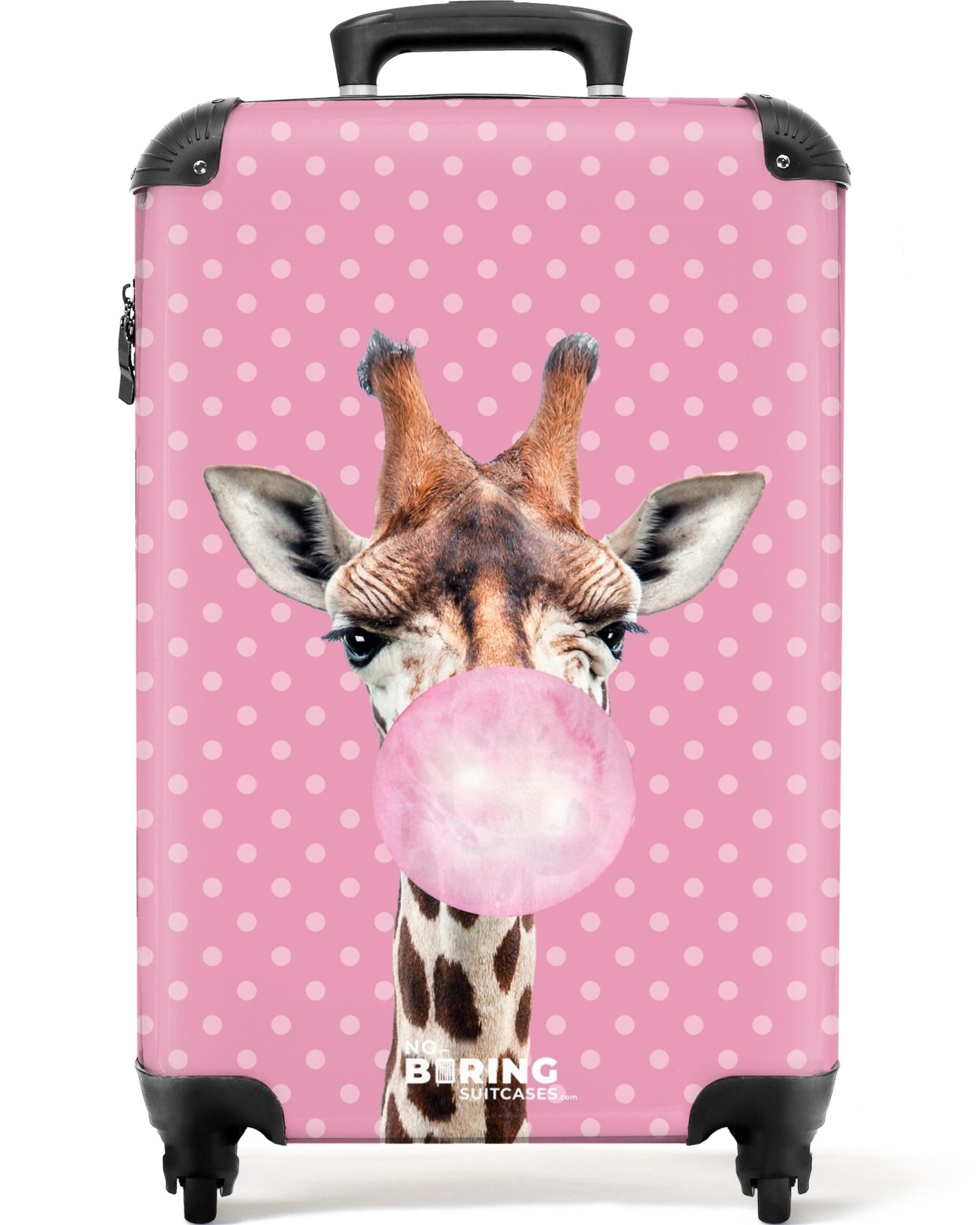 Kinderkoffer Giraffe mit Kaugummiball für rosa Punkte 55x35x20cm