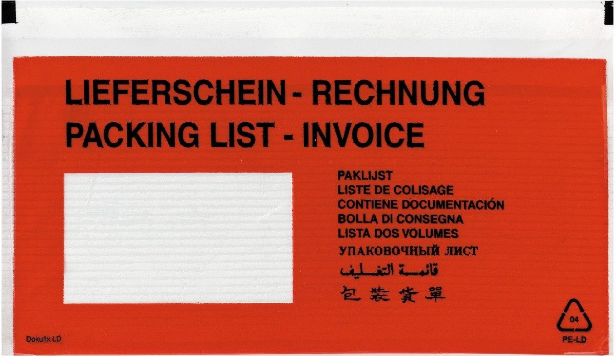 Herlitz Versandtasche Dokumententasche DINlang haftklebend rot/schwarz mit Aufdruck VE=100 S