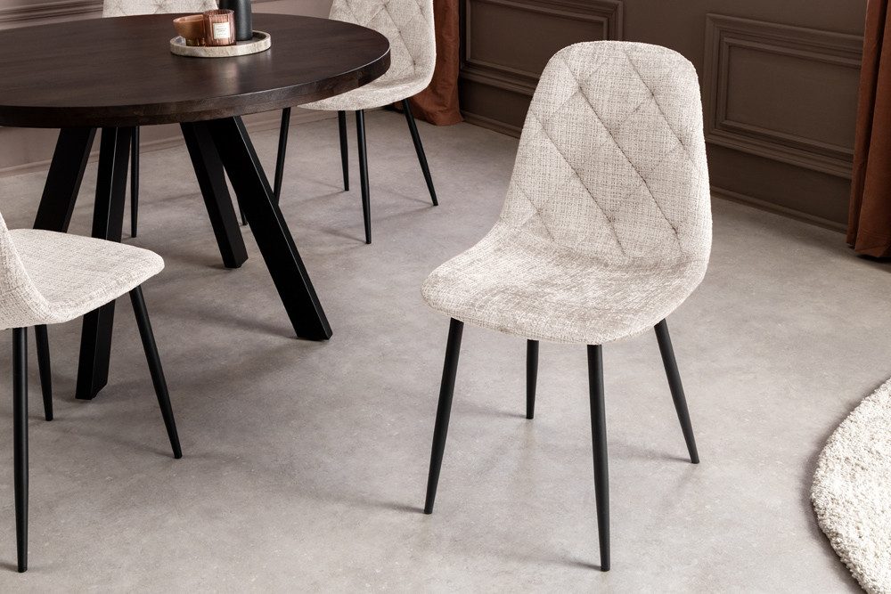 riess-ambiente Esszimmerstuhl GLAMM champagner beige/schwarz - Chenille Cremona, Metall, Steppung (Set, 2 St), 2 Stühle - ideal für Küche, Essz-, Wohn-, Arbeitszimmer & Büro