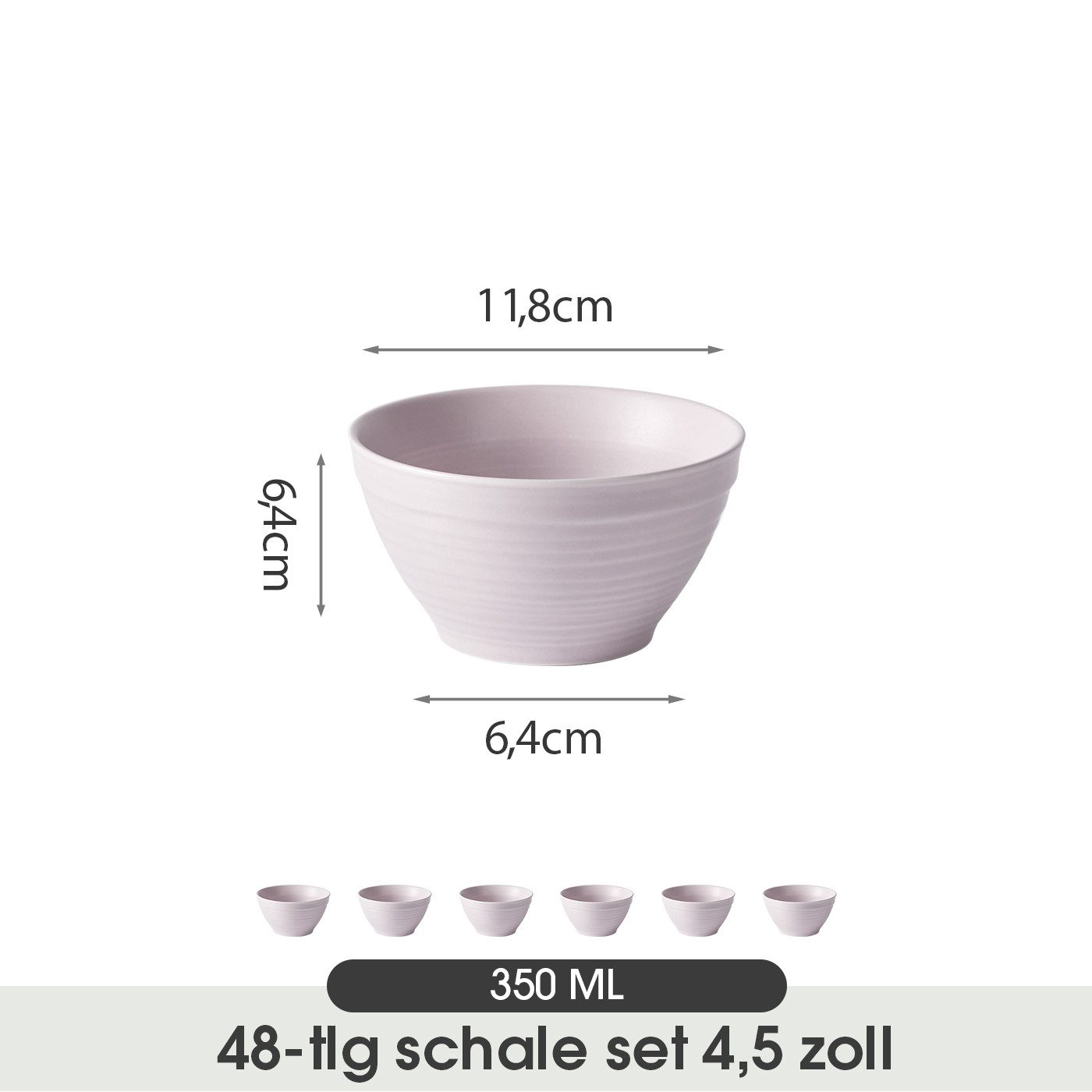 JIWOO Müslischale 6er Ø11,8cm, Frühstückschalen Eisschale Dessertschalen Schale, Keramik, (Set, 48-tlg), Porzellan Hochwertiges Schalen Lila Mikrowellenofen Spülmaschine