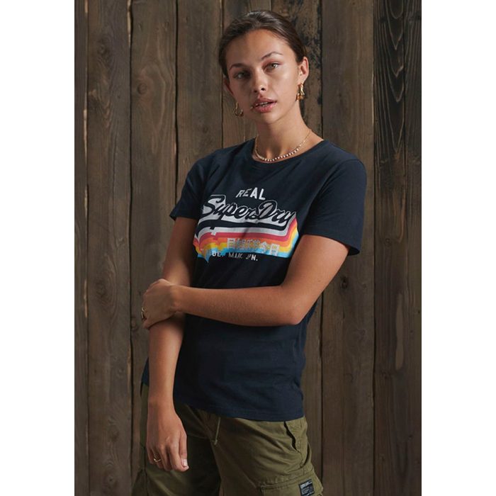 Superdry T-Shirt Vintage Logo T-Shirt mit Rainbow Print