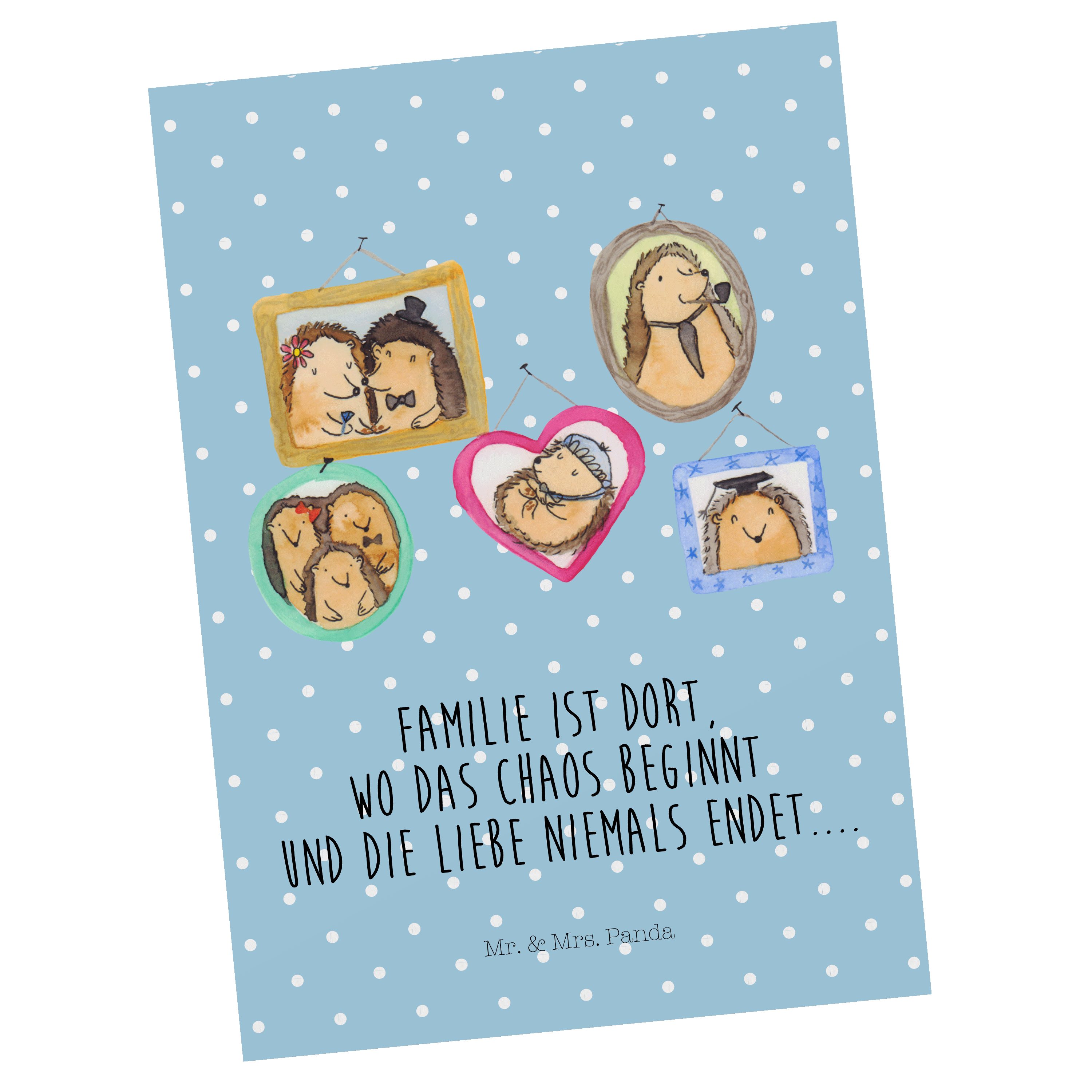 - Familienleben Panda - Bruder, Pastell Igel Geschenk, & Mama, Mr. Mrs. Postkarte Familie Blau