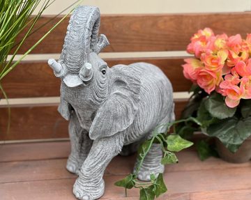 Stone and Style Gartenfigur Steinfigur Elefant frostfest Steinguss massiv wetterfest