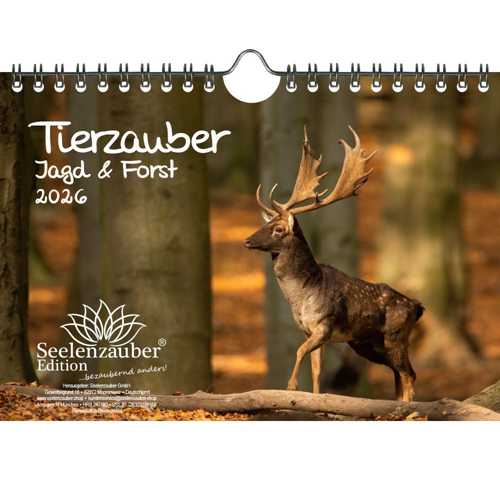 Seelenzauber Wandkalender Tierzauber Jagd & Forst DIN A5 Kalender für 2026 - Seelenzauber