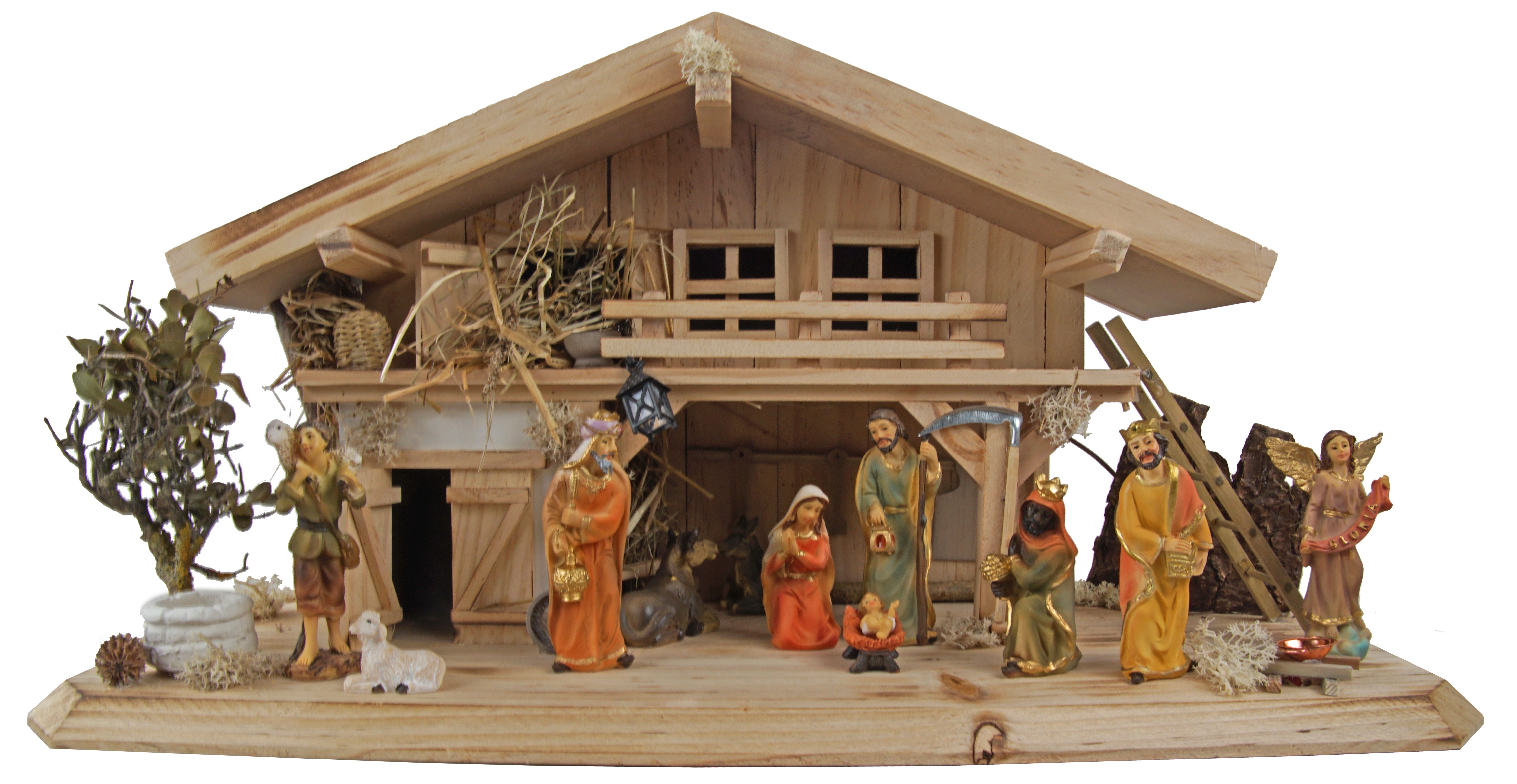 Krippenursel Krippe Weihnachtskrippe Roth inkl. Figurensatz K 650-9 (13-tlg), Krippe ist handgefertigt