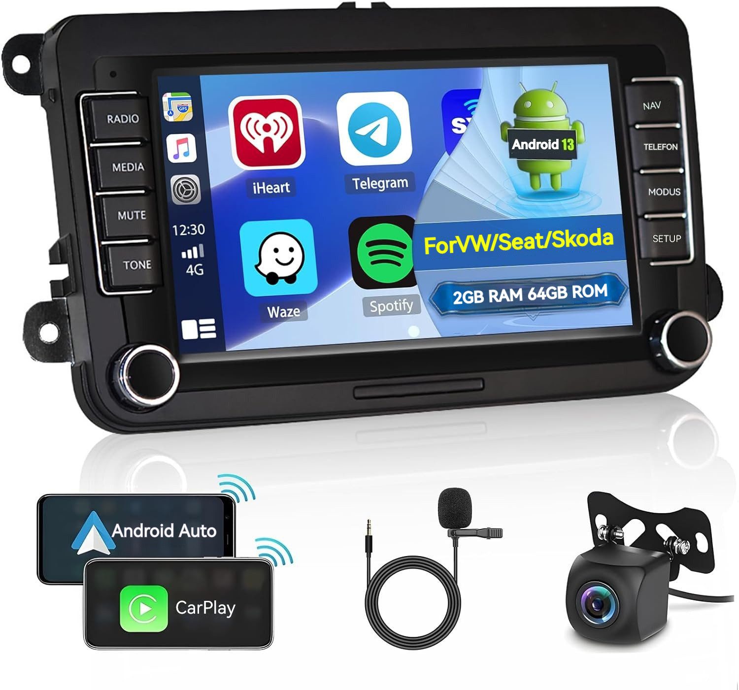 2Din 7 Zoll Touch Display für VW Golf Polo Skoda Passat mit GPS Autoradio