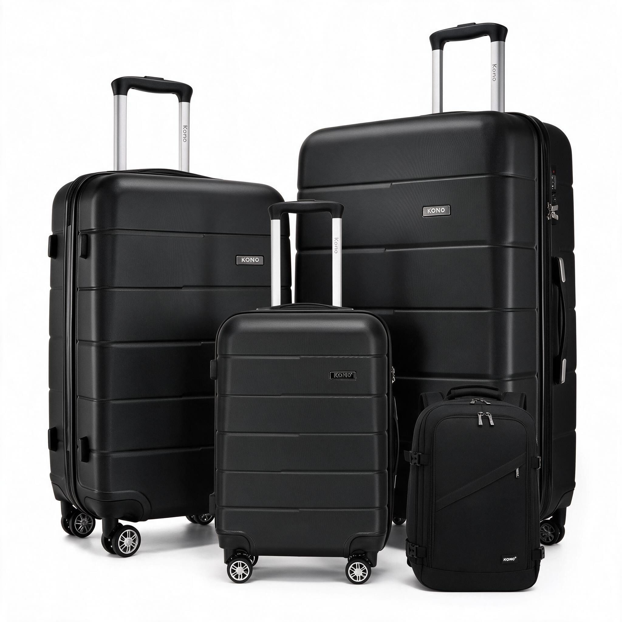 KONO Hartschalen-Trolley, ABS+PC, 4 Doppelrollen, TSA‑Zahlenschloss geeignet für Ryanair