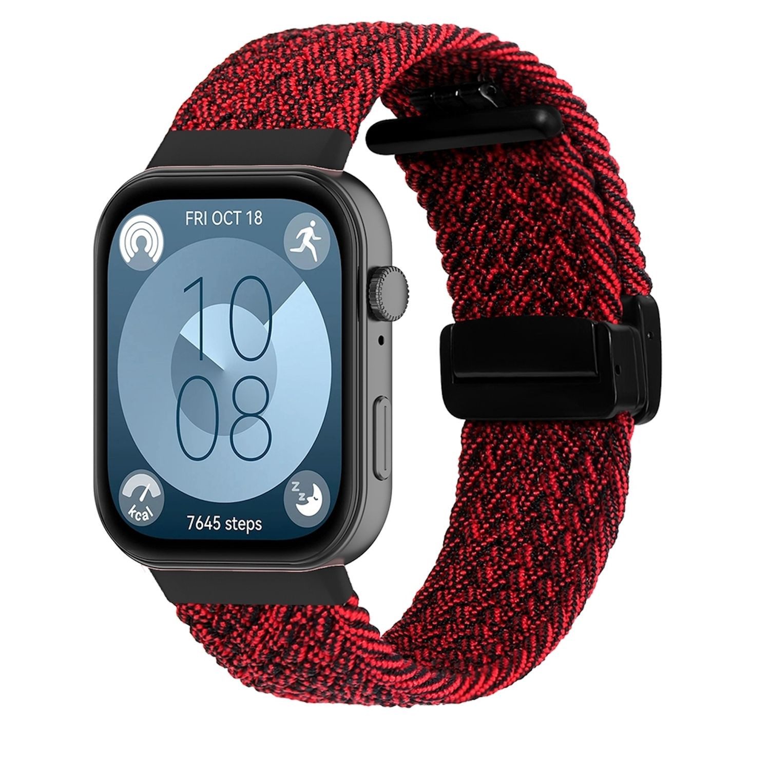 Wigento Smartwatch-Armband Für Huawei Watch Fit 4 / 4 Pro / 3 Geflochten Sport Nylon Armband M11, Ersatz Austausch Silikon Sport Armband