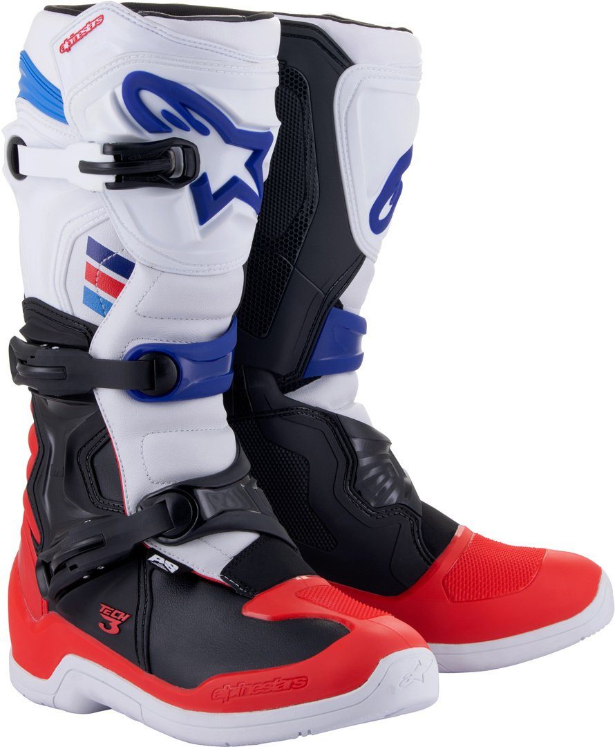 Alpinestars Tech 3 Motocross Stiefel Motorradstiefel Black/White/Red/Blue