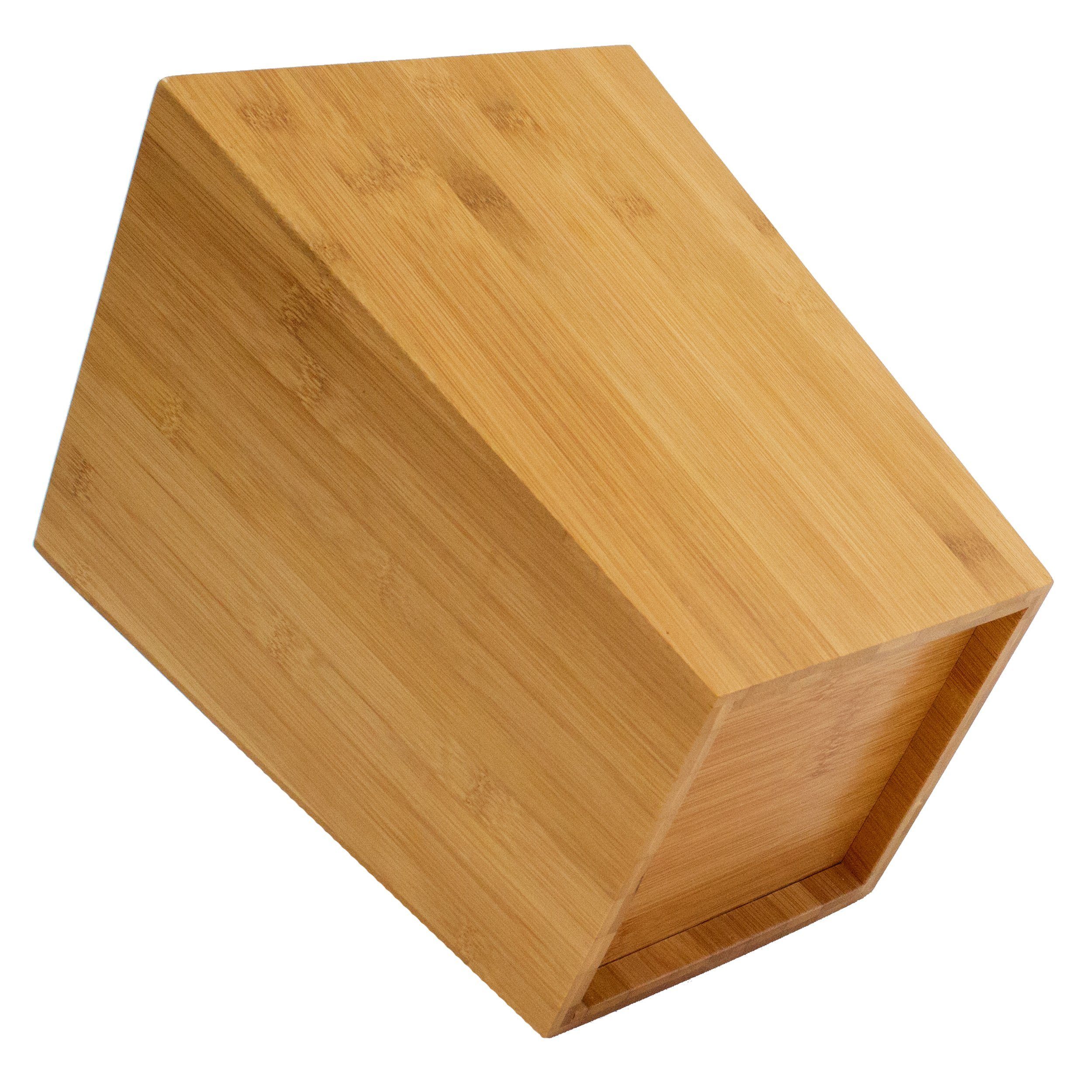 MSV Papierkorb BAMBUS, Mülleimer Abfallkorb aus echtem Bambus, für Bad, Wohnzimmer und Home Office, leicht und robust, hohe Kratzfestigkeit, natur, 19,6 x 19,6 x 26 cm, ca. 5L