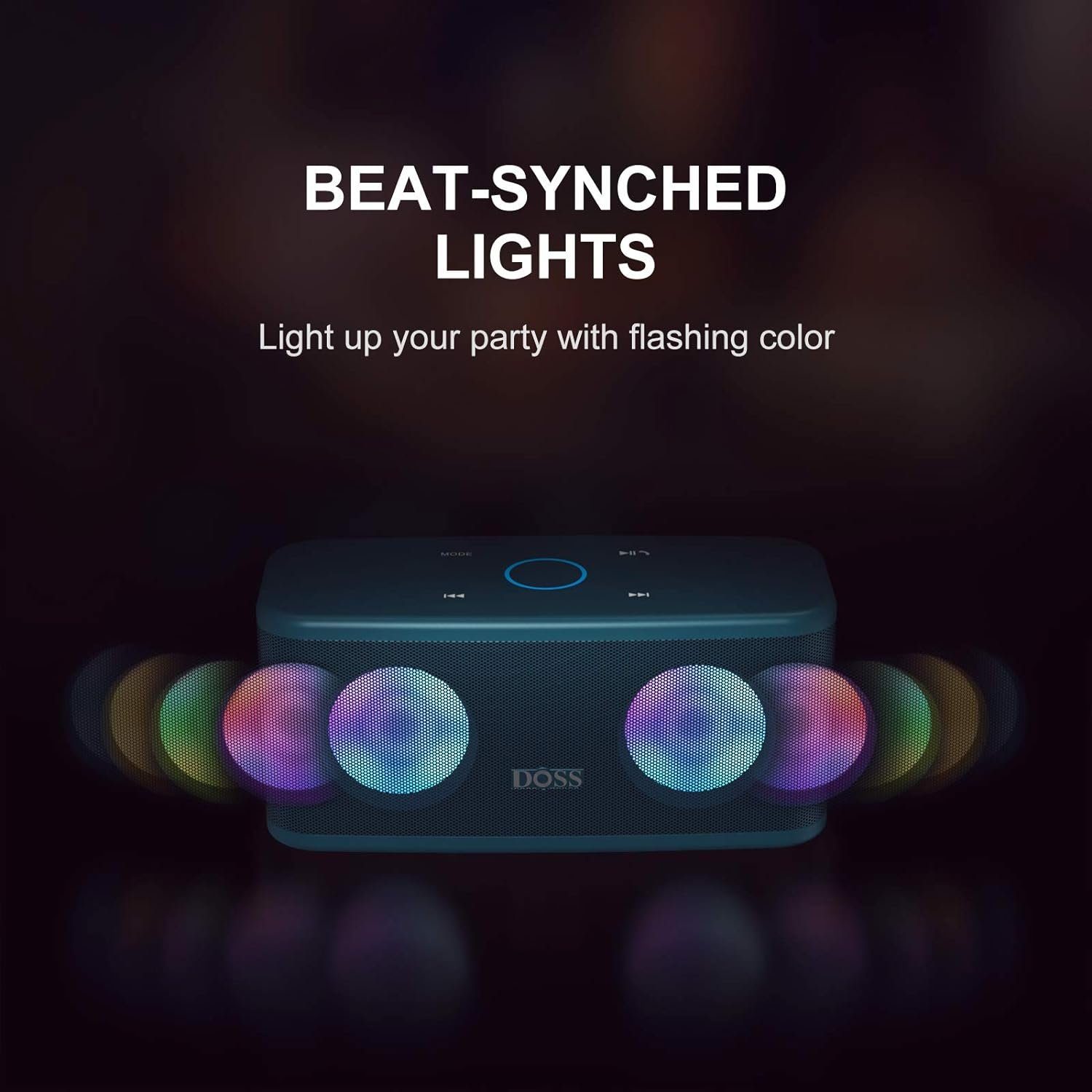 W, DOSS 20h (Bluetooth, Dual-Bass Lautsprecher Touch-Steuerung, Wasserdicht) Musikbox Lichter, IPX5 Stereo Akku 16 Wireless