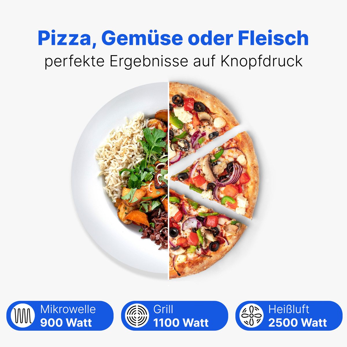 BOMANN Einbau-Mikrowelle MWG 2216 H EB, Einbaumikrowelle mit Grill und Heißluft, 60cm