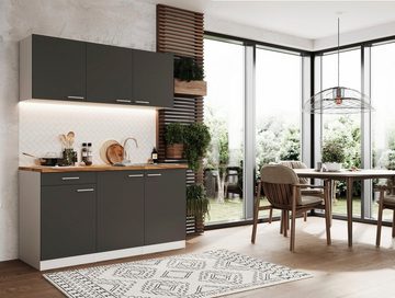 RESPEKTA Küche Luis, mit Duo Kochfeld, wahlweise mit Mikrowelle, Korpus Weiß, Breite 150 cm, in exclusiver Konfiguration für OTTO