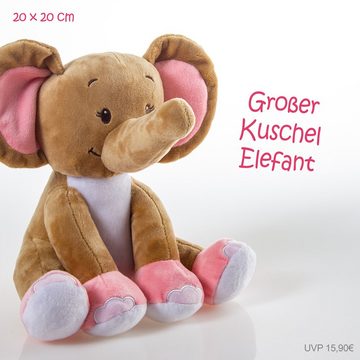 Timfanie Neugeborenen-Geschenkset Windeltorte, Kuschel Elefant, rosa, 0-8 Monate (rosa, 28-tlg., mit Grußkarte) Einzelanfertigung