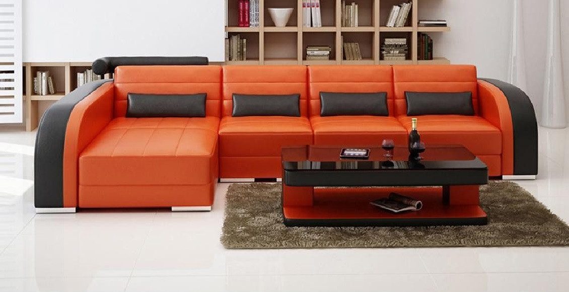 Xlmoebel Ecksofa Eckledersofa Bergamo in modernem Design und großzügigem Platzangebot, Ecksofa, Hergestellt in Europa