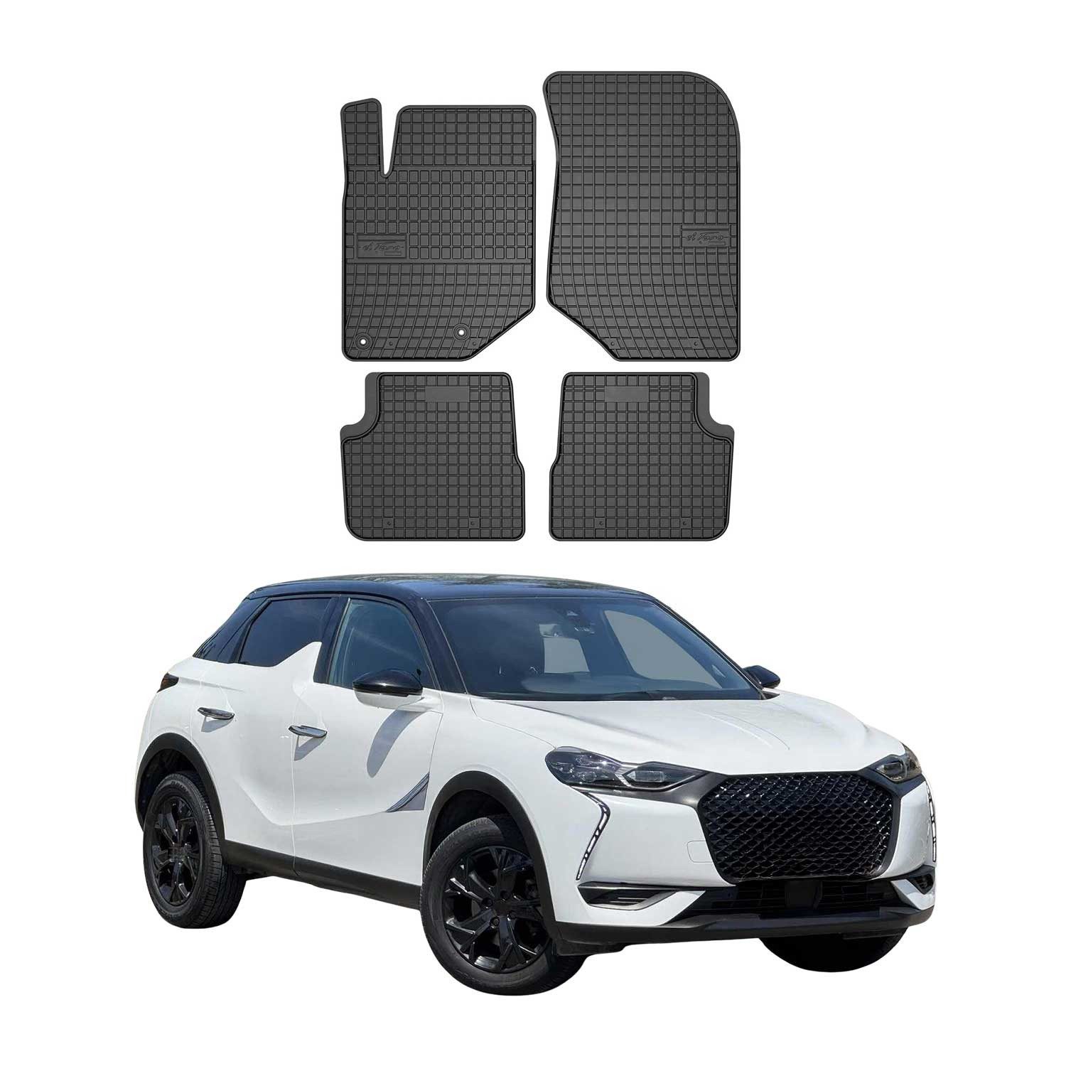 OMAC Auto-Fußmatten für DS DS3 Crossback 2018-2025 Gummimatten Schwarz 4x (4 St), für DS DS3 Crossback 2018-2025 DS DS3 Crossback 2018-2025, Antirutsch,Wasserfest,Einfache Installation