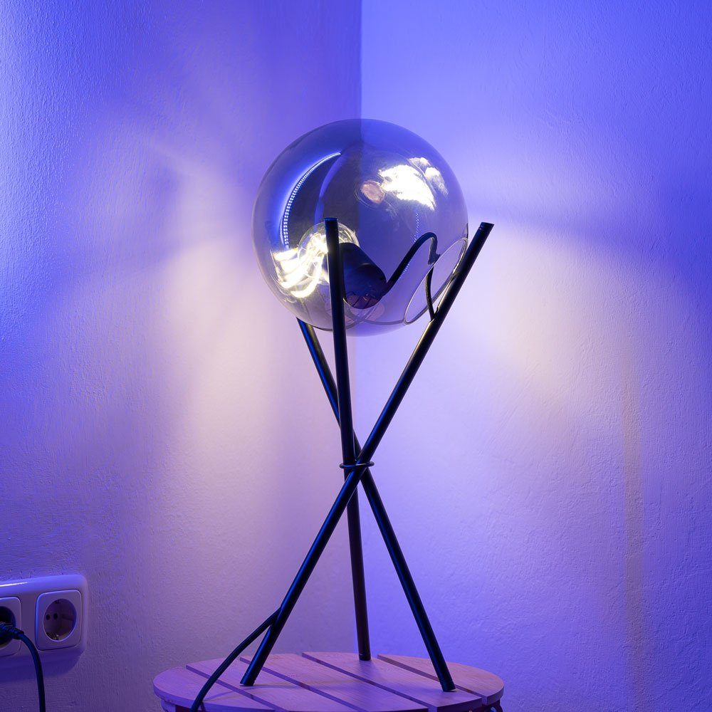 s.luce Tischleuchte Glas-Tischlampe Sphere 20cm Schwarz/Amber