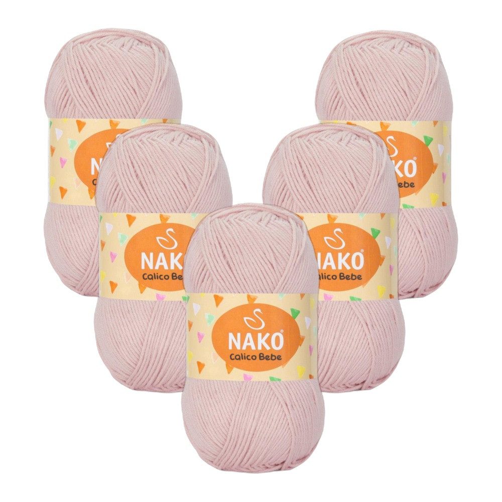 NAKO 5 x NAKO Calico Bebe Häkelwolle, 245 m, Baumwoll-Strickgarn,Häkelgarn,Babygarn