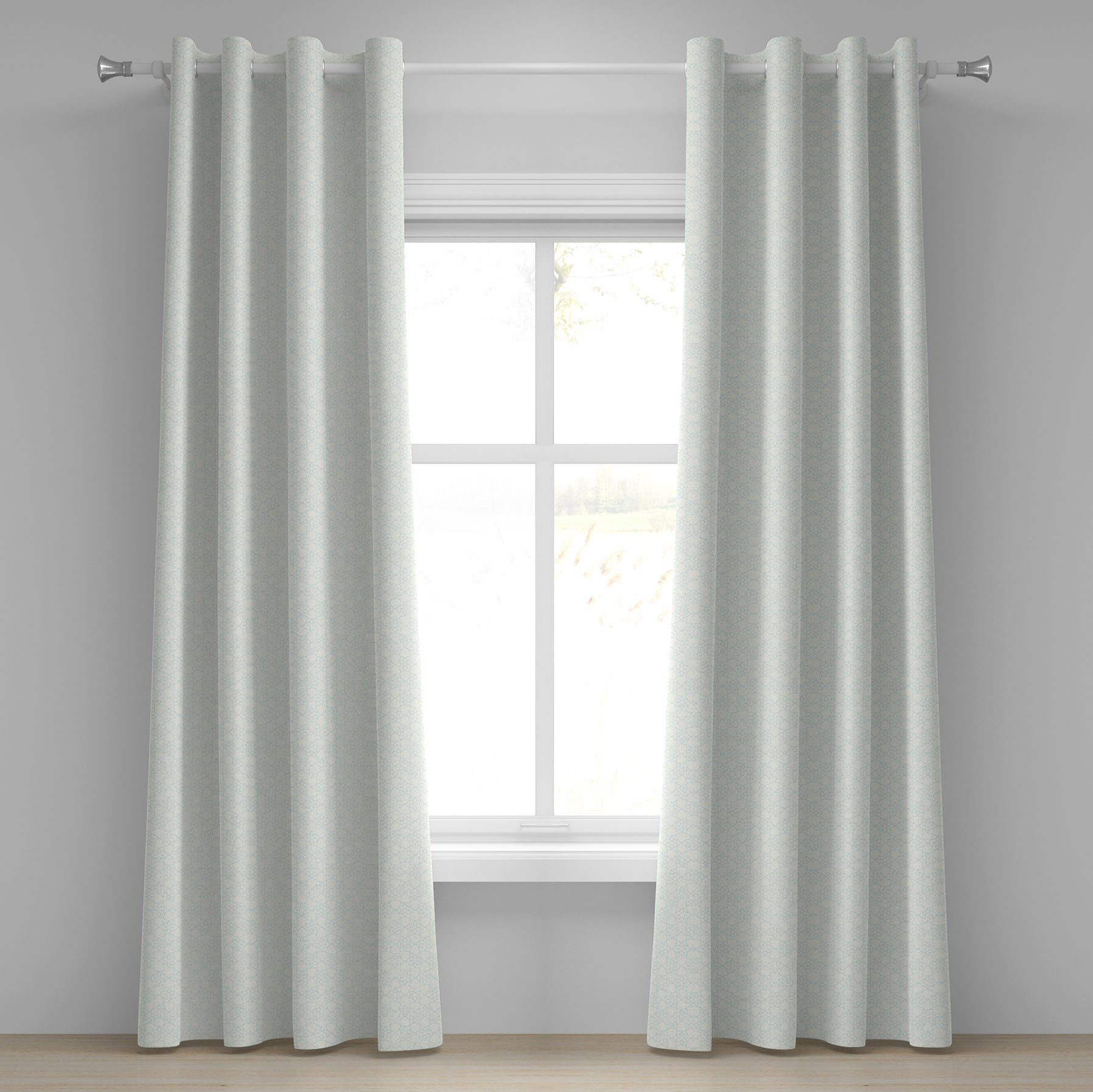 Gardine Dekorative 2-Panel-Fenstervorhänge für Schlafzimmer Wohnzimmer, Abakuhaus, Elfenbein und Blau monochrome Sterne