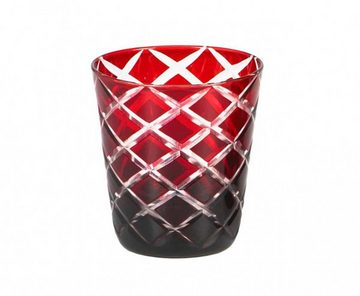 EDZARD Gläser-Set Dio rubin, Kristallglas, 4er Set, handgeschliffene Überfanggläser, Longdrinkgläser-Set, 140 ml