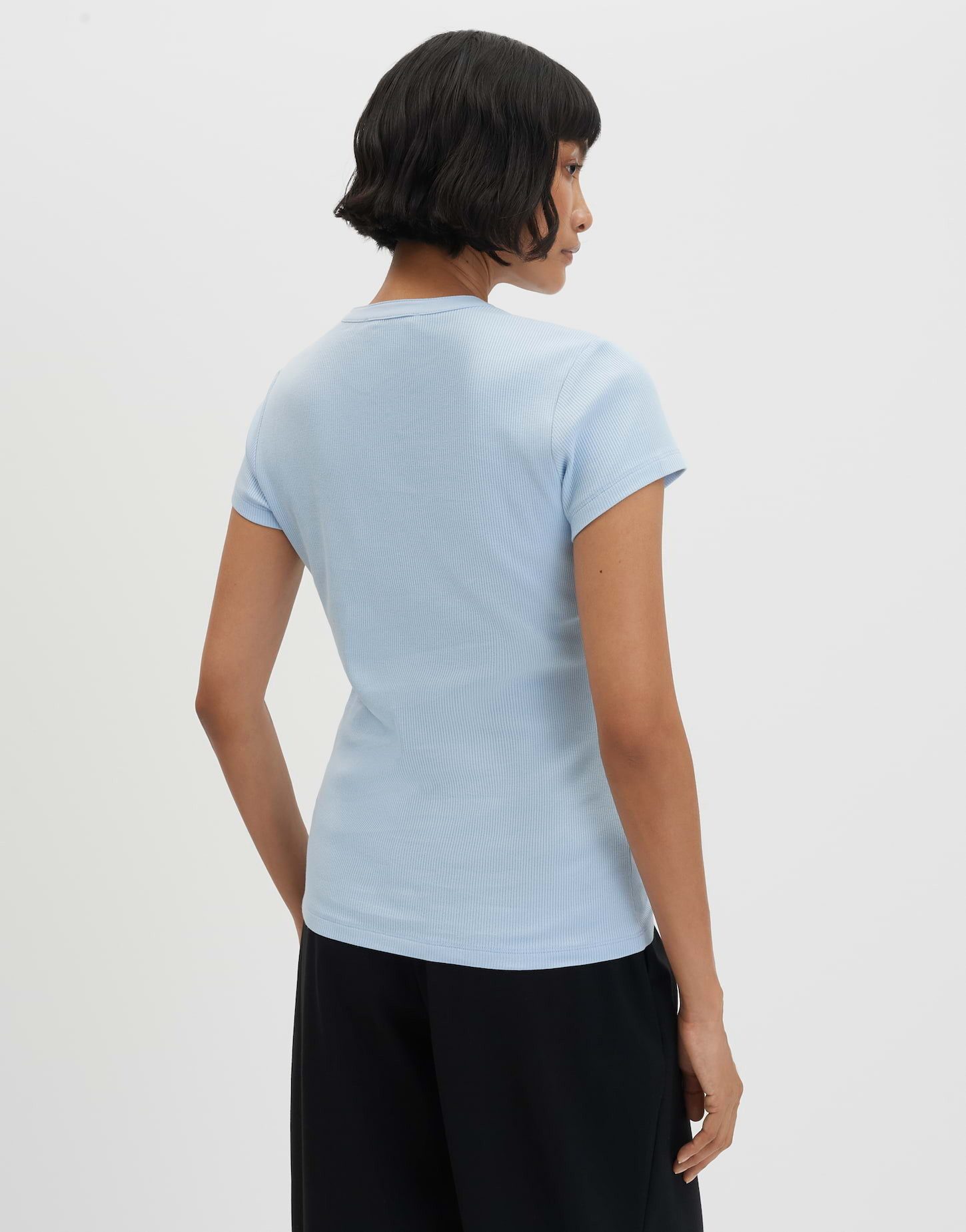 someday Kurzarmshirt Kleoh detail mit V-Ausschnitt Stehkragen, schmale Silhouette für cleanen Look