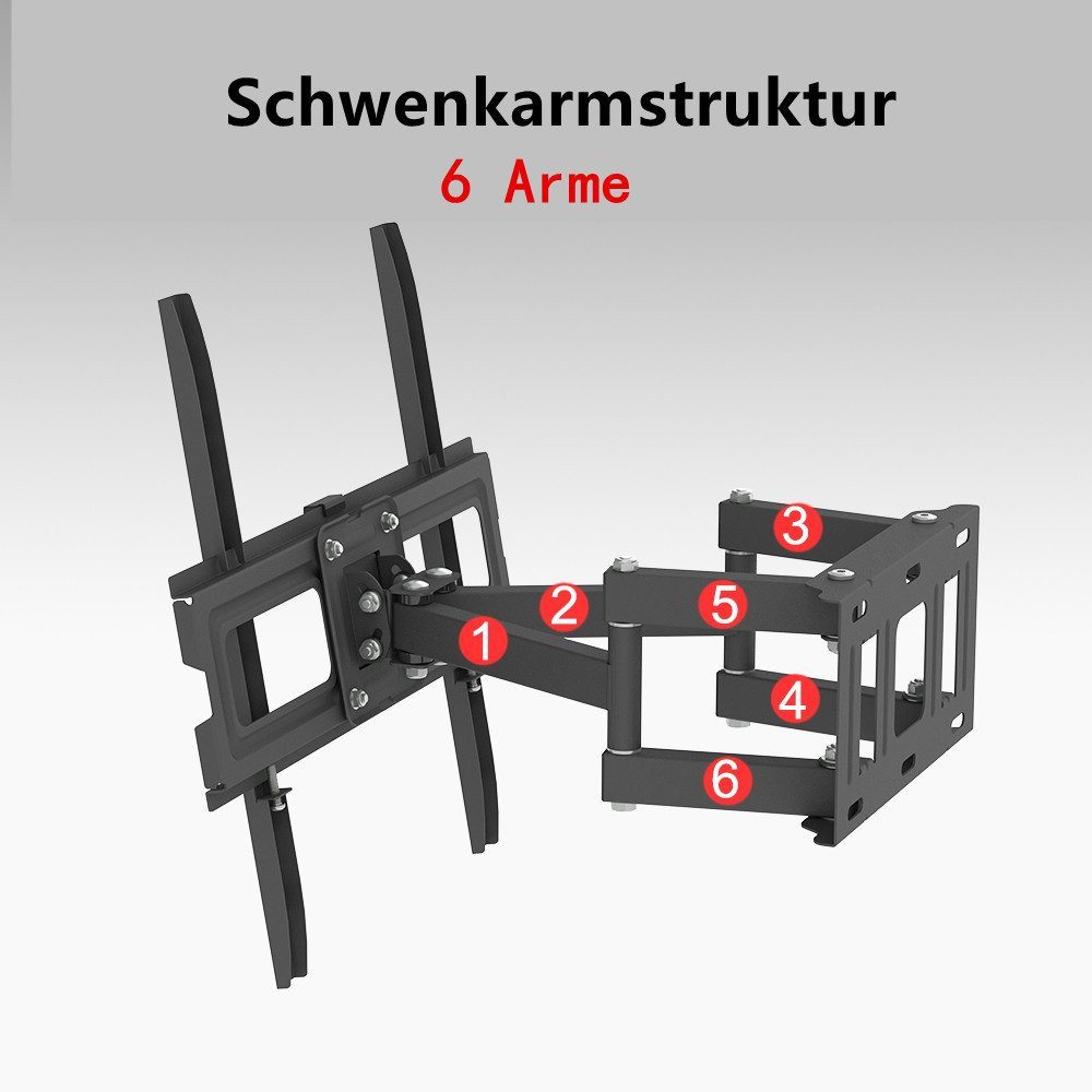 LALAHO TV-Wandhalterung TV Wandhalterung, Schwenkbare Neigbare TV Halterung für Fernseher, (bis 55 Zoll, 10° nach oben und unten, 30° nach links und rechts verstellbar)