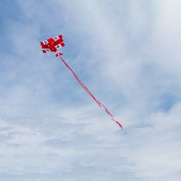 HQ Flug-Drache Kinderdrachen Einleiner Red Baron 3D Flugzeug HQ Drachen, (1-tlg), Einleiner Drachen für Kinder