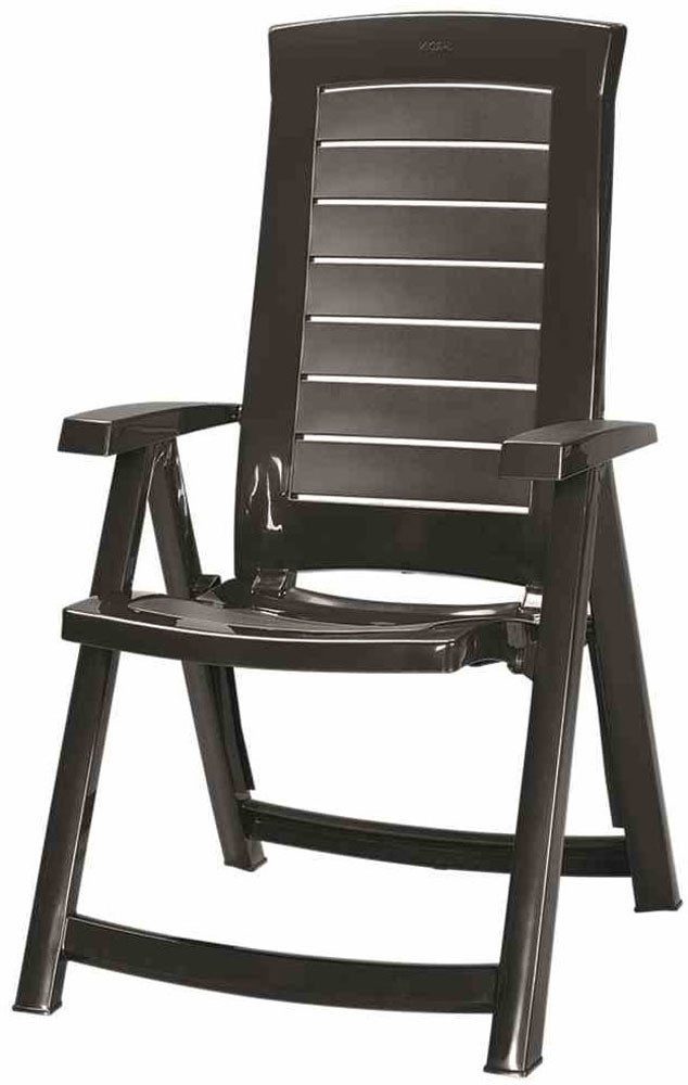 Jardin Garten-Essgruppe Aruba + Elise, (Set, 9-tlg), 4 x Klappsessel graphit, 1 x Tisch graphit, 4 x Auflage terra