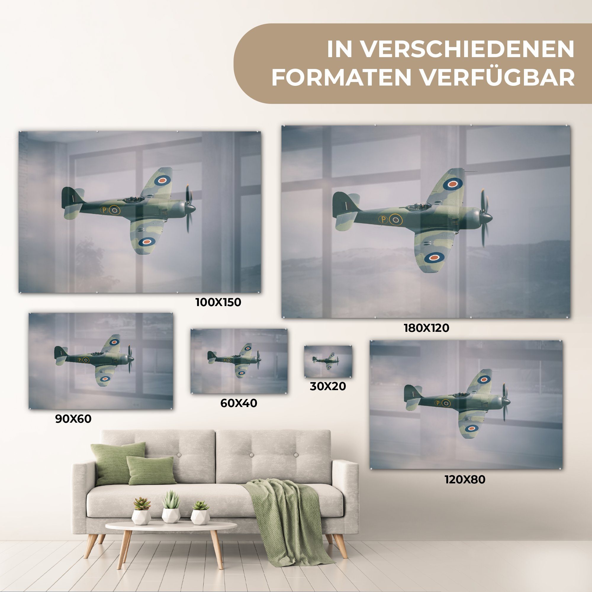 Acrylglasbild & Flugzeuge Fliegen Schlafzimmer (1 MuchoWow - St), Acrylglasbilder - Wolken, Wohnzimmer