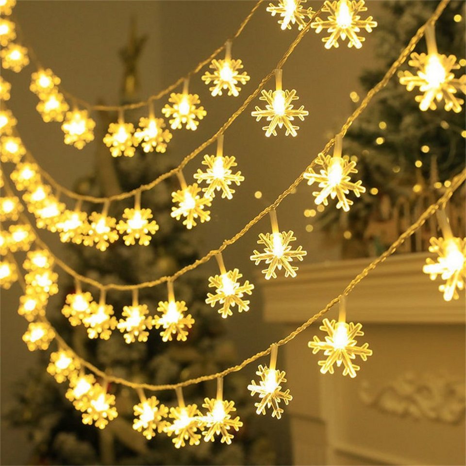 carefully selected LED-Lichterkette Weihnachts-LED-Schneeflocken-Deko-Lichter,  Weihnachtsdekoration