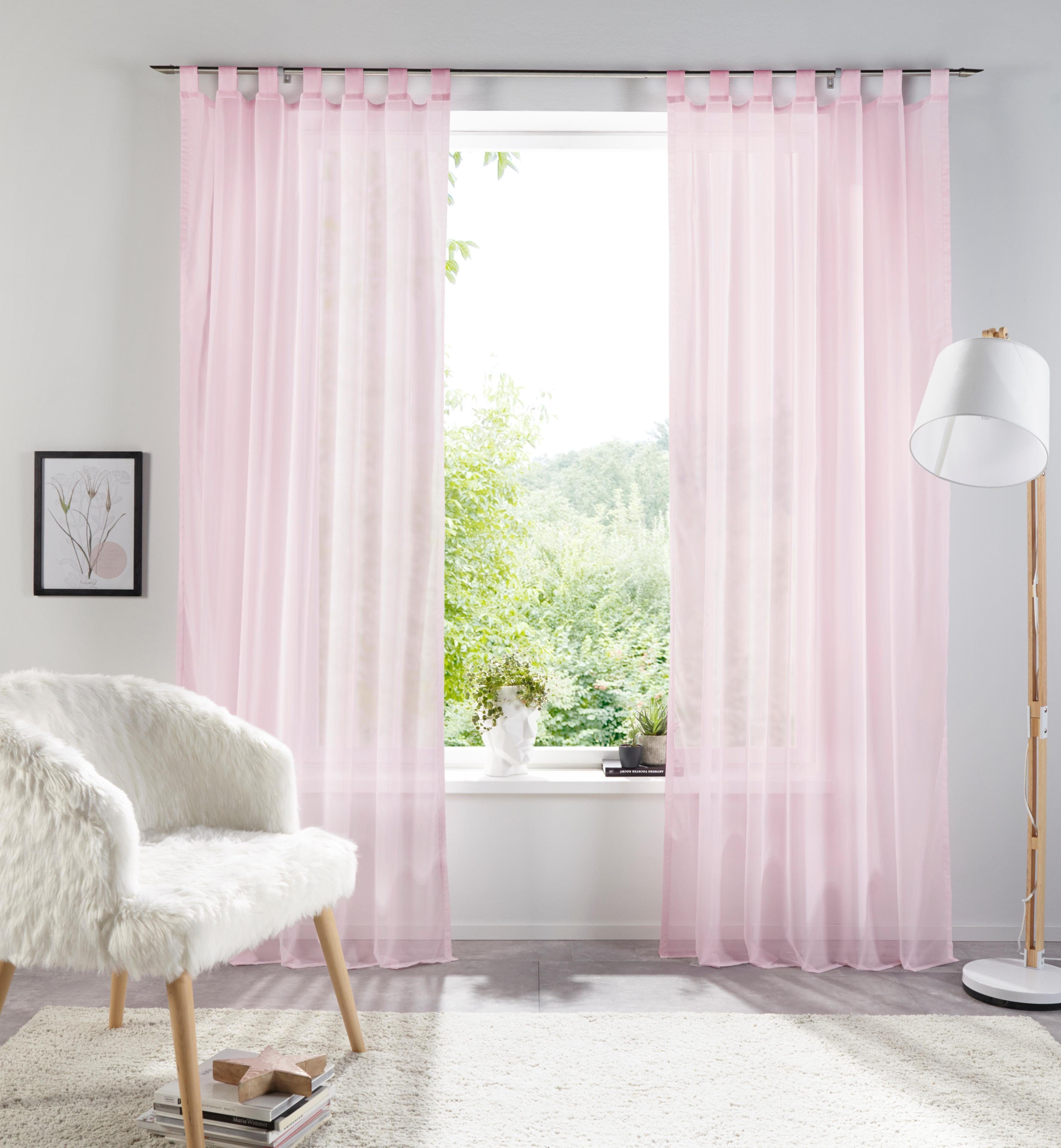 Gardine my pflegeleicht rosé St), XANA, einfarbig, transparent, home, Voile, transparent, Polyester, 1 (1 Schal, Schlaufen